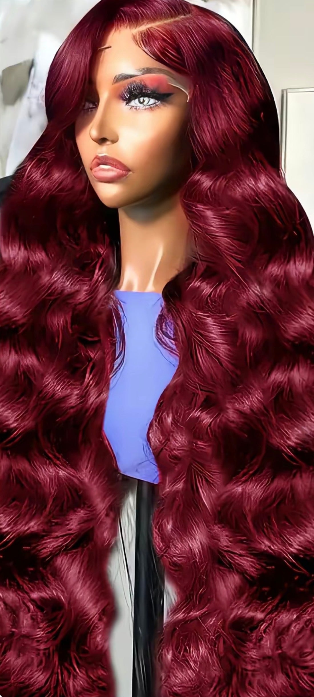 Signature Luxé Burgundy Body Wave Lace Frontal Wig (180% Density)